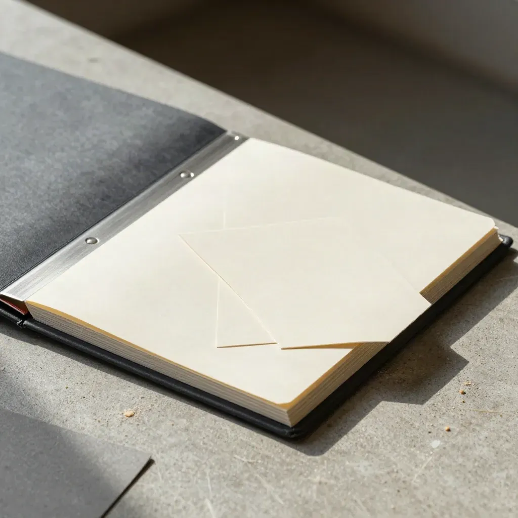Starter folder, guide rails, and pocket inserts on concrete in a clean onboarding still life.